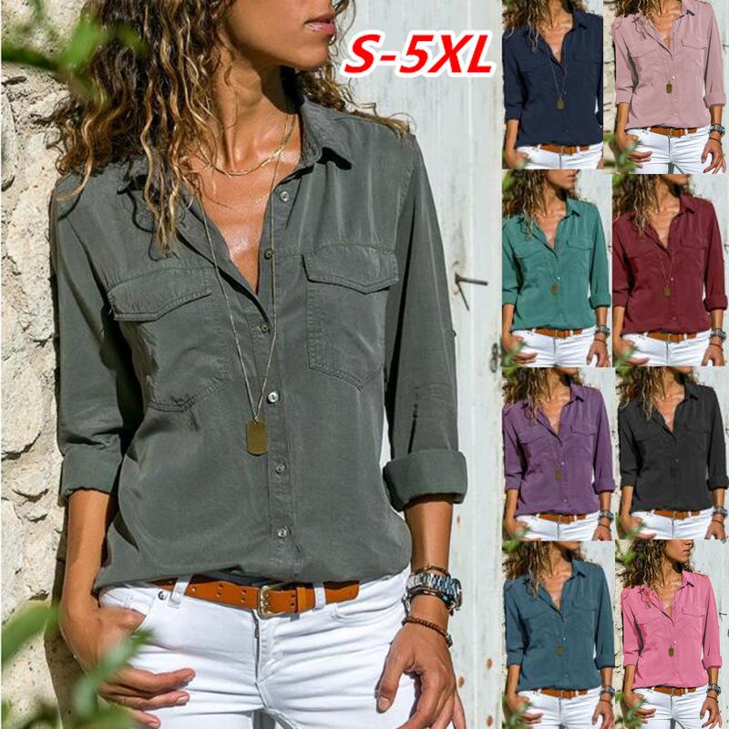 Lapel long sleeve shirt