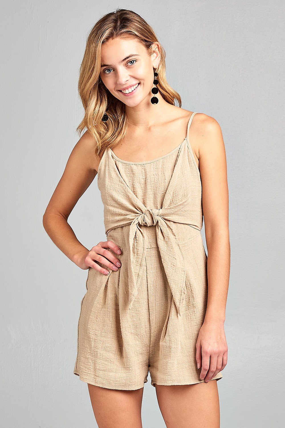 Front tie tank romper