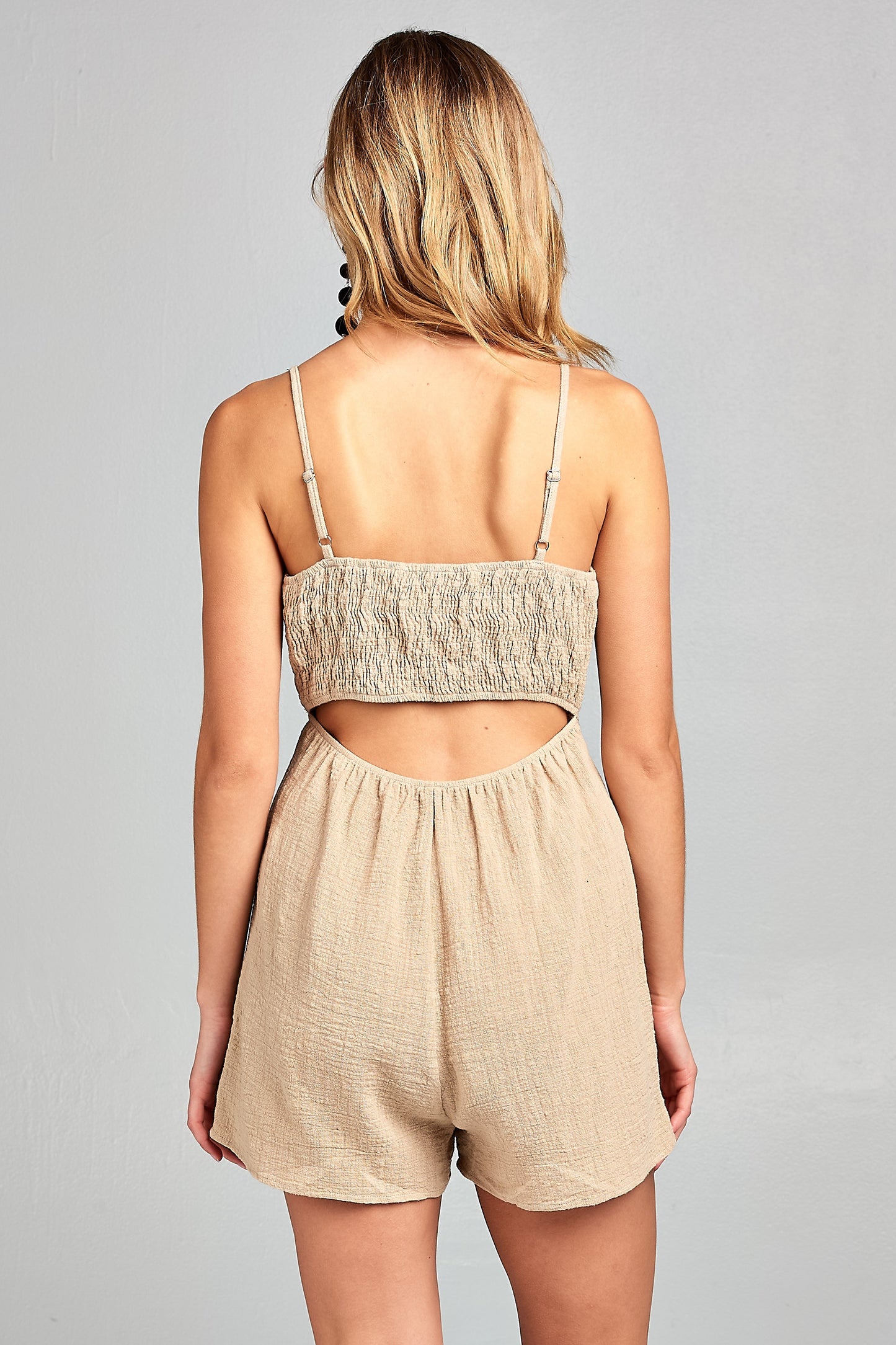 Front tie tank romper