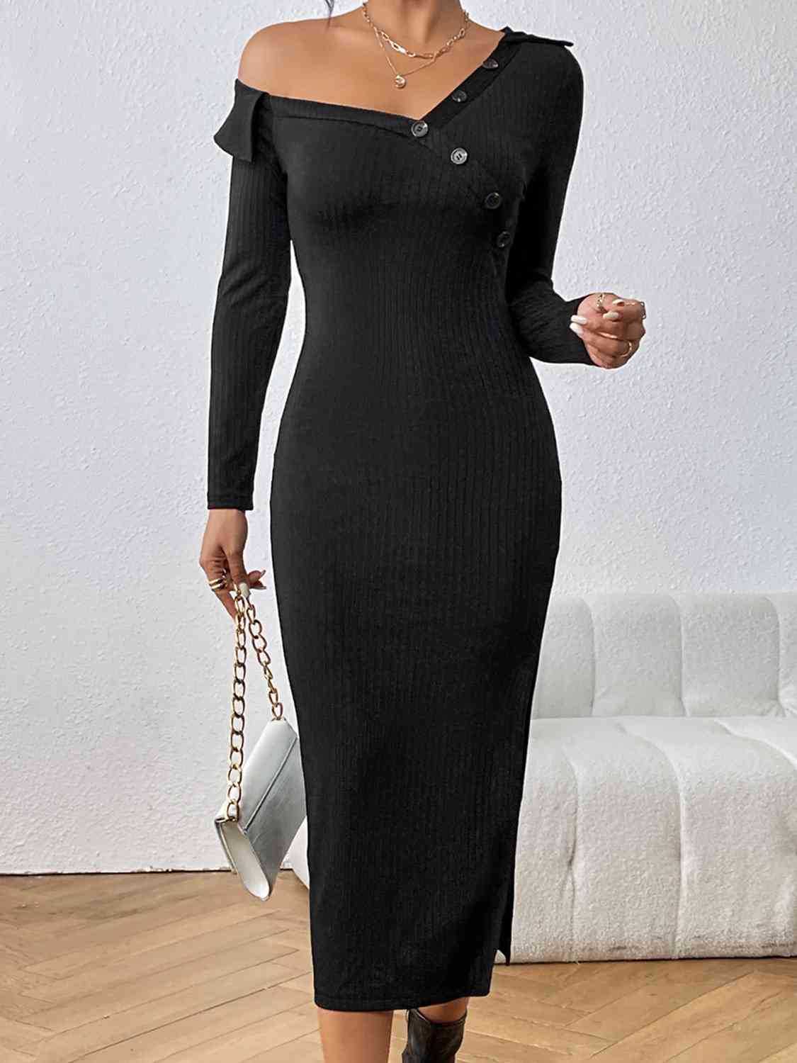 Asymmetrical neck dress