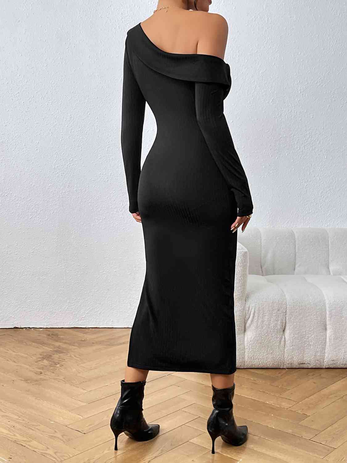 Asymmetrical neck dress