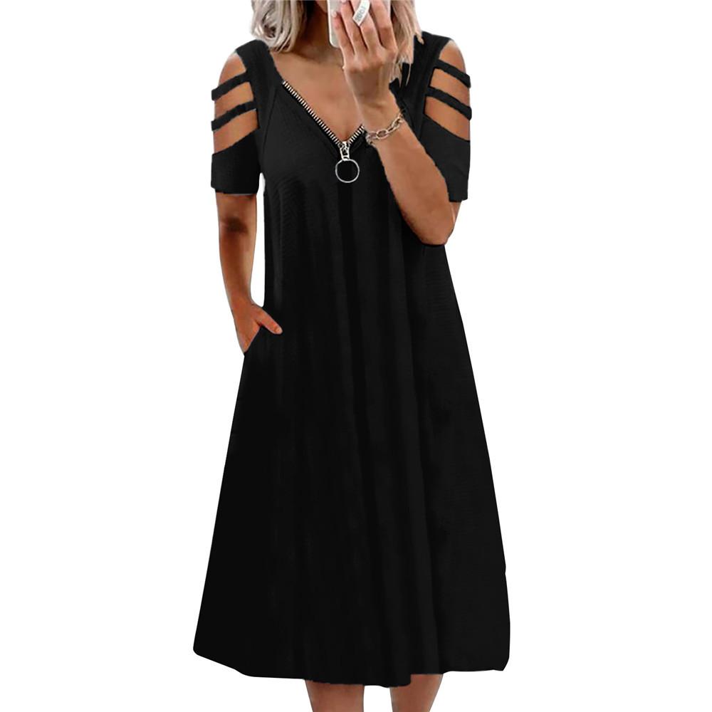 V-neck Zipper dress