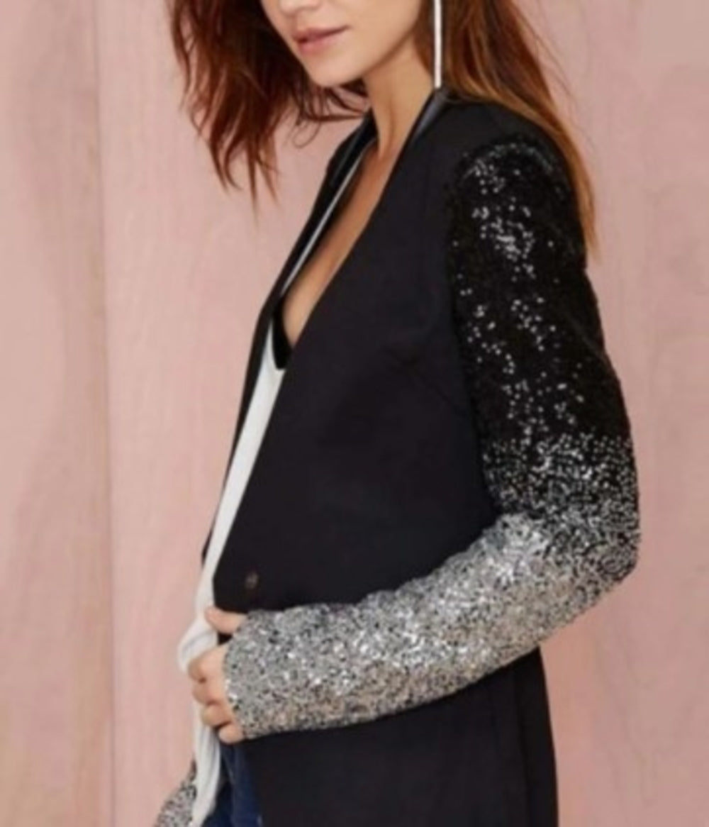 Sequins sleeve blazer